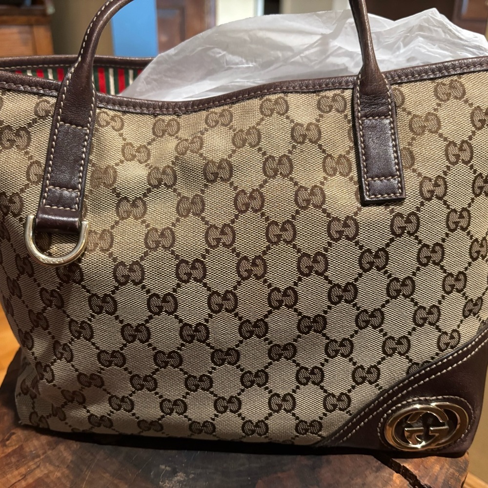 Gucci Beige and Brown GG Canvas Tote